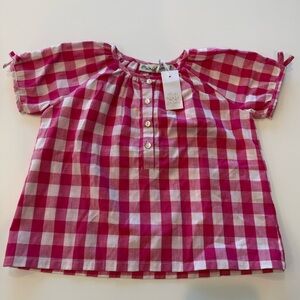 Les Lutins Paris NWT toddler girl pink gingham checkered bow shirt 24months